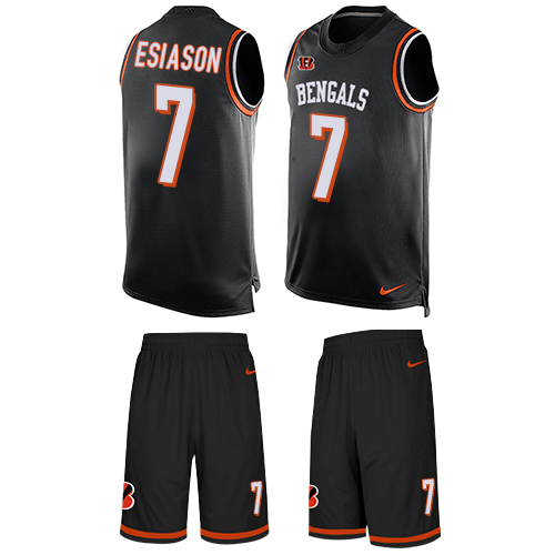 Men's Limited Boomer Esiason Nike Jersey Black - #7 Tank Top Suit NFL Cincinnati Bengals